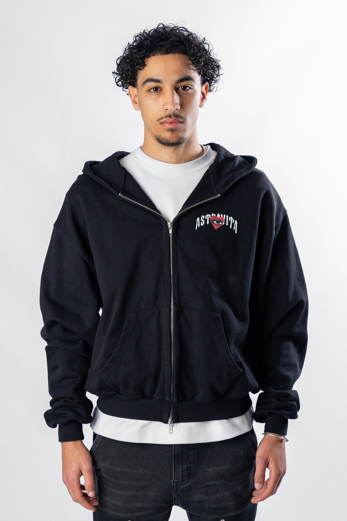 oversized Astravita emotions zip hoodie - black - ASTRAVITA
