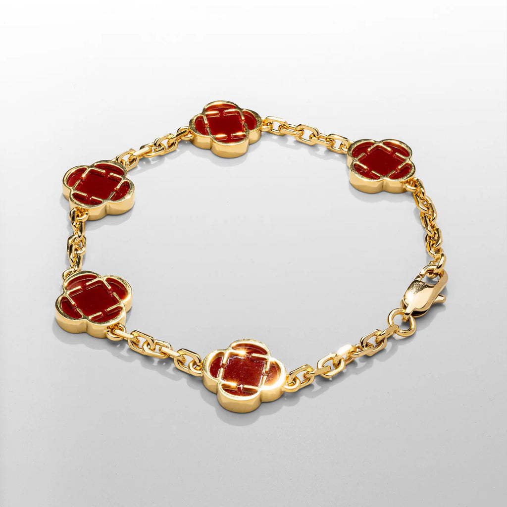 Astravita - Red Gold Signature Clover Bracelet - ASTRAVITA
