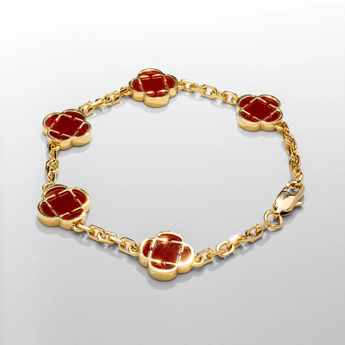 Astravita - Red Gold Signature Clover Bracelet - ASTRAVITA
