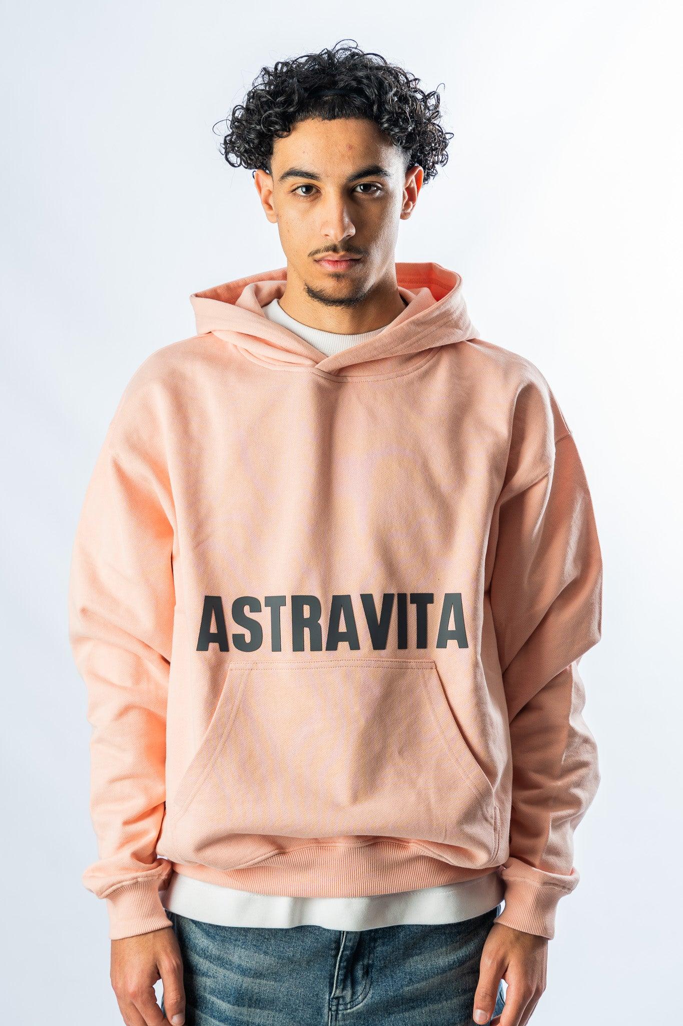 men pink clay oversized signature hoodie - ASTRAVITA