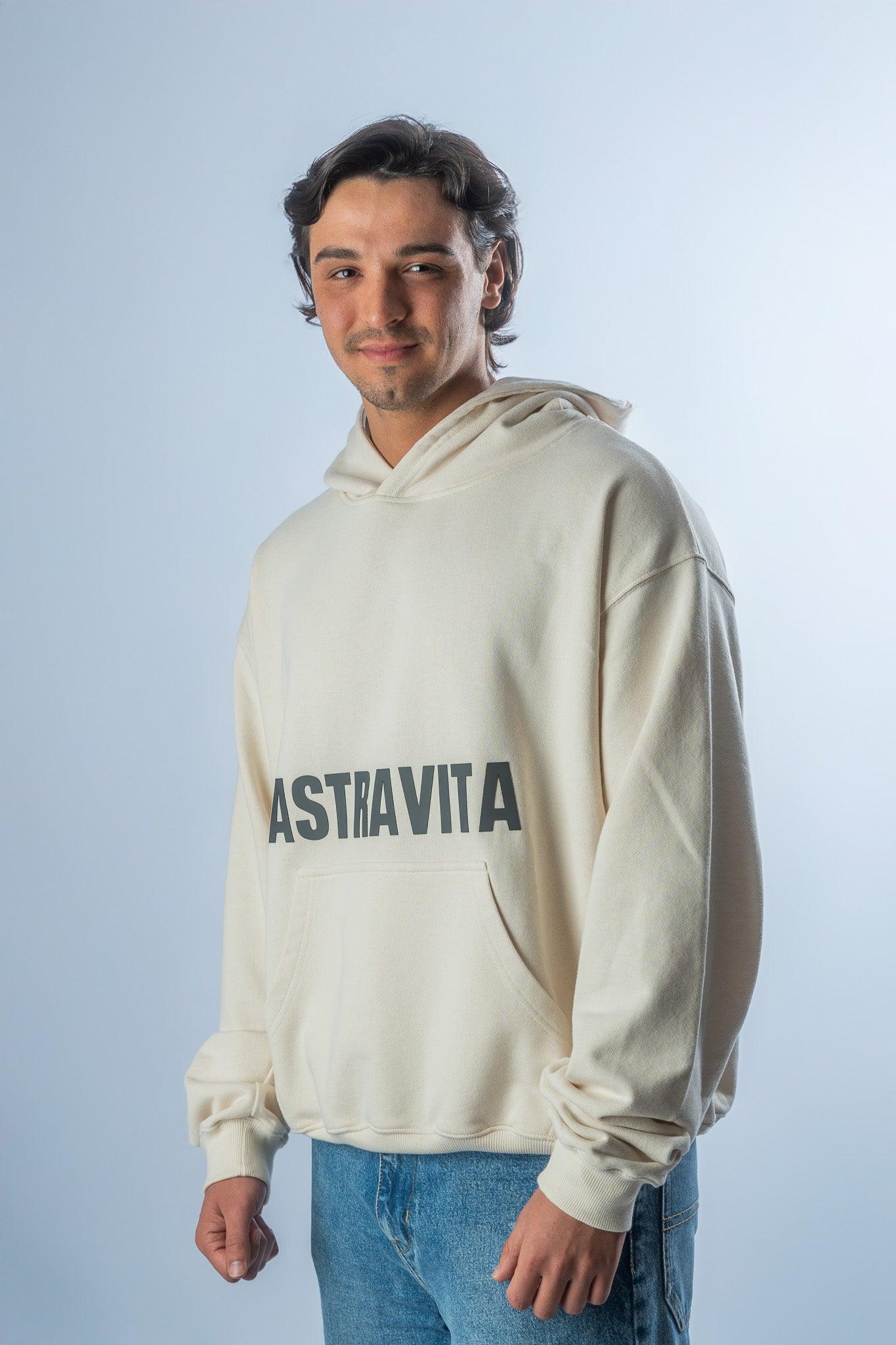 men natural oversized signature hoodie. - ASTRAVITA