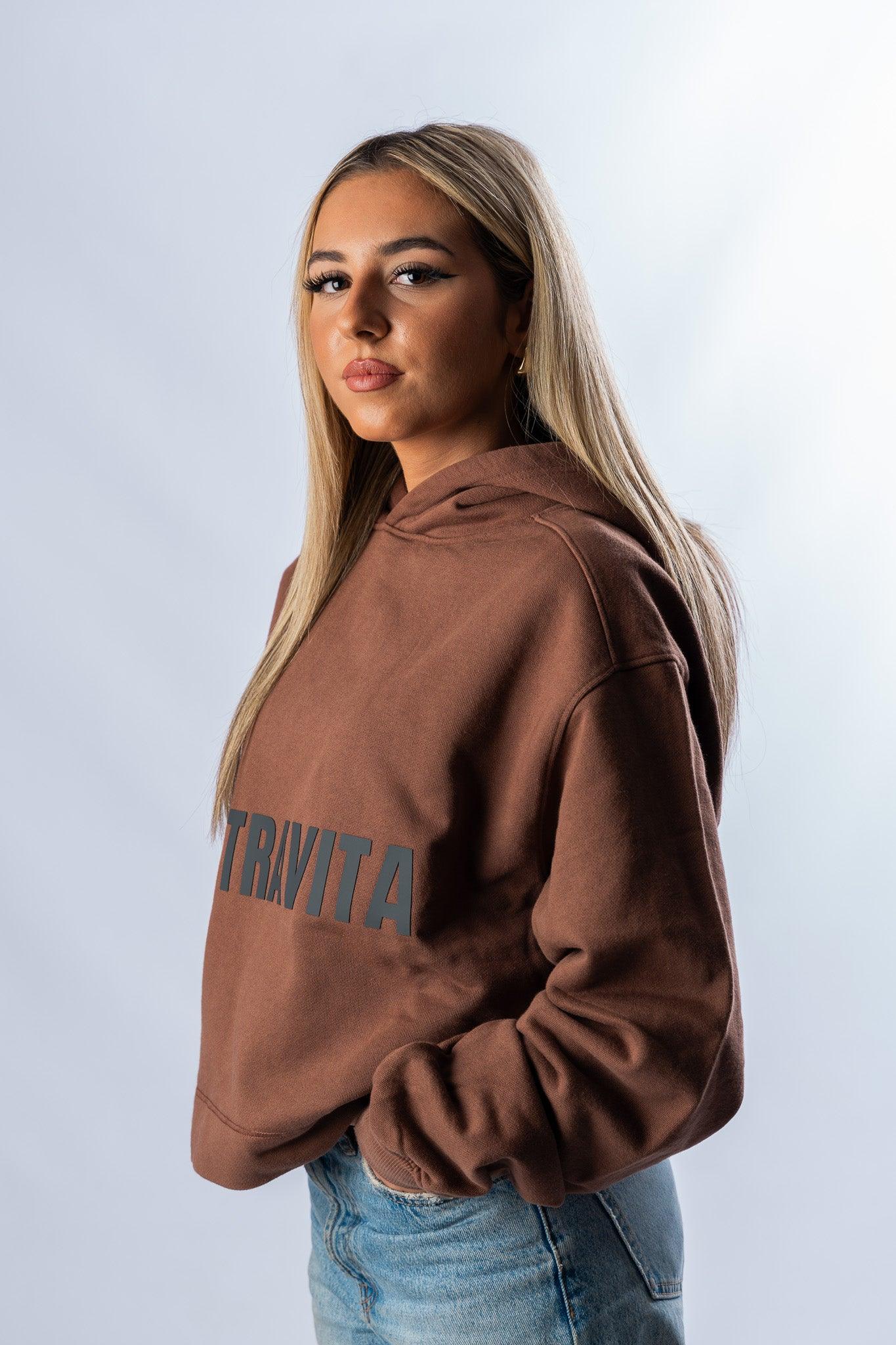 cropped brown signature hoodie - ASTRAVITA