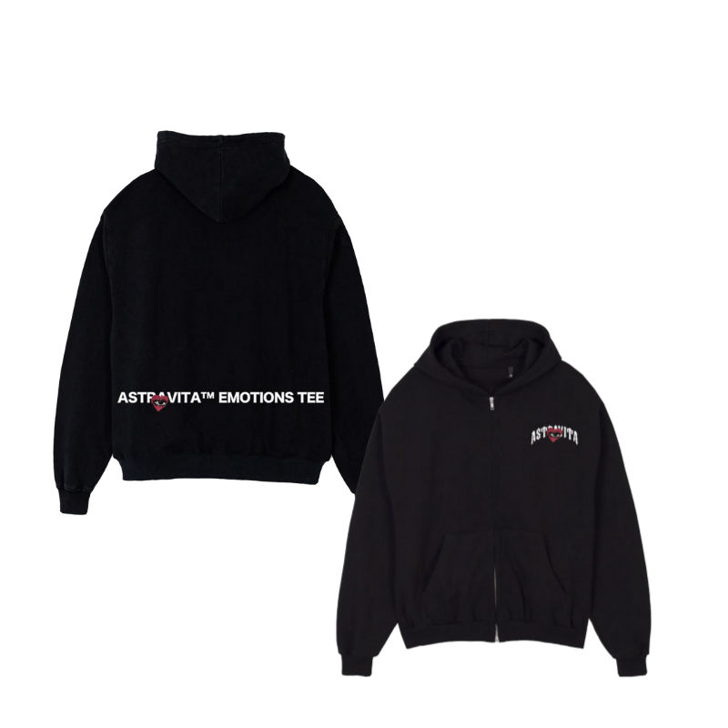 oversized Astravita emotions zip hoodie - black