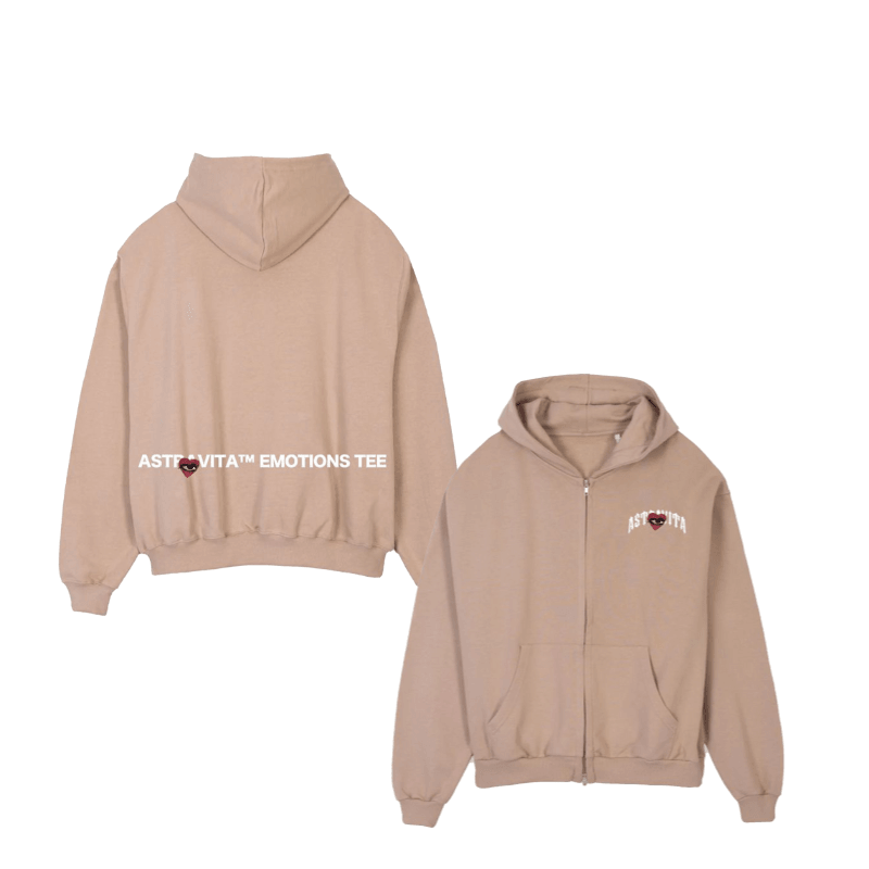 oversized Astravita emotions zip hoodie - croissant - ASTRAVITA