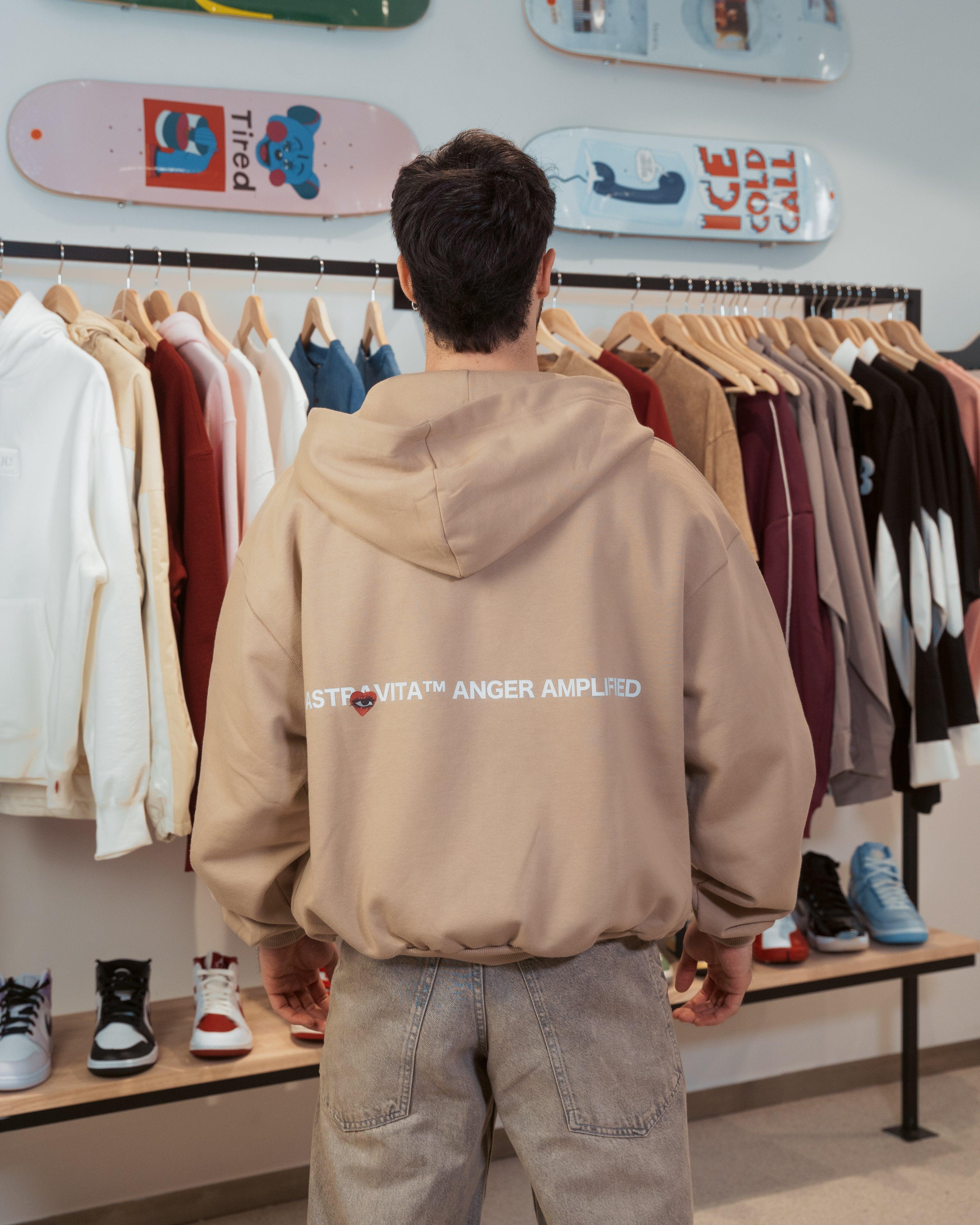 oversized Astravita emotions zip hoodie - croissant - ASTRAVITA