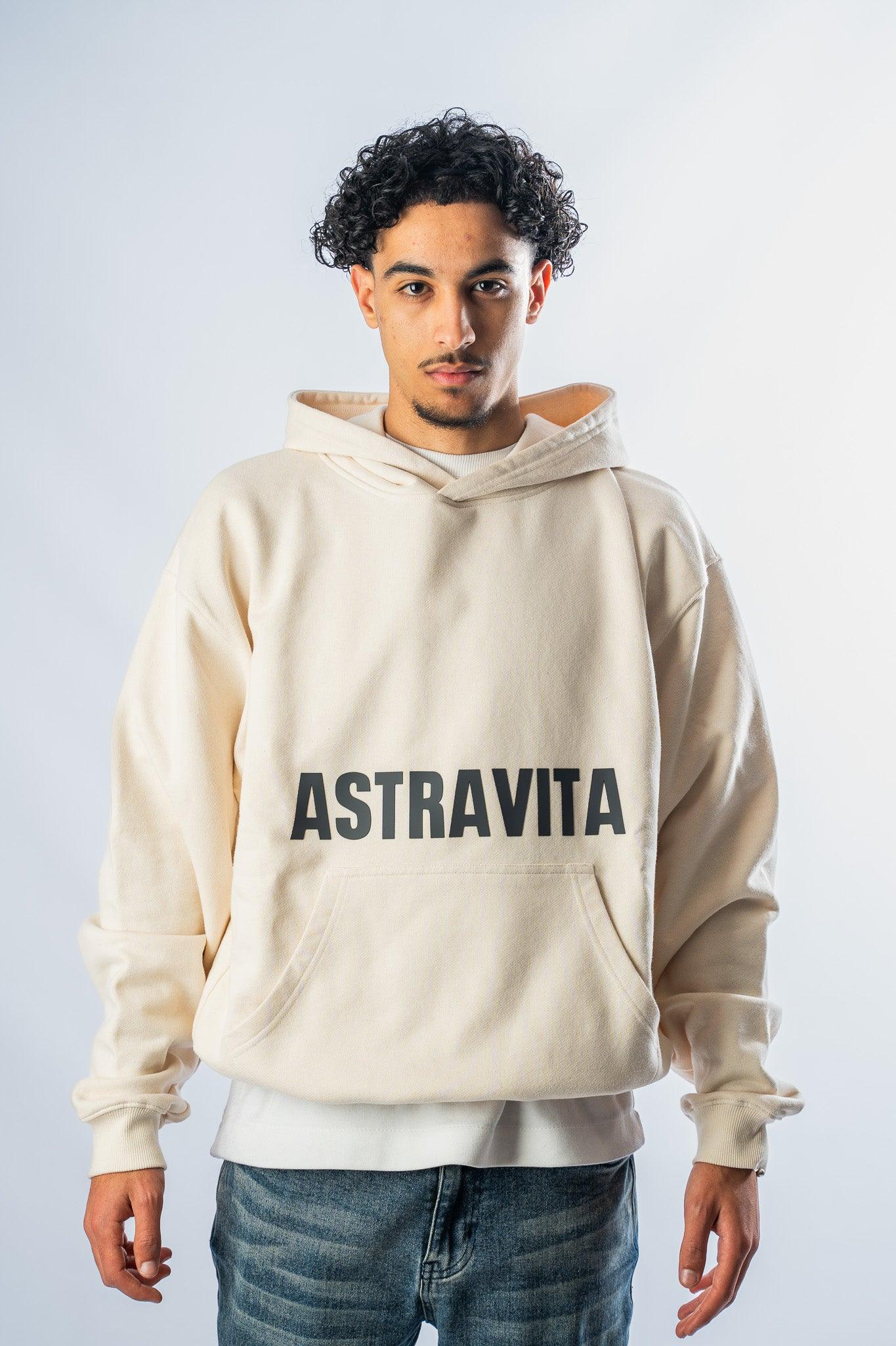 men natural oversized signature hoodie. - ASTRAVITA