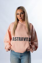 women pink clay oversized signature hoodie - ASTRAVITA