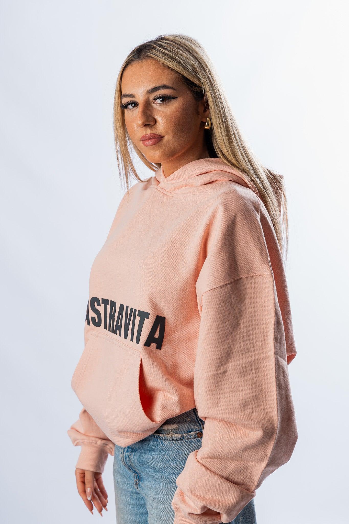 women pink clay oversized signature hoodie - ASTRAVITA