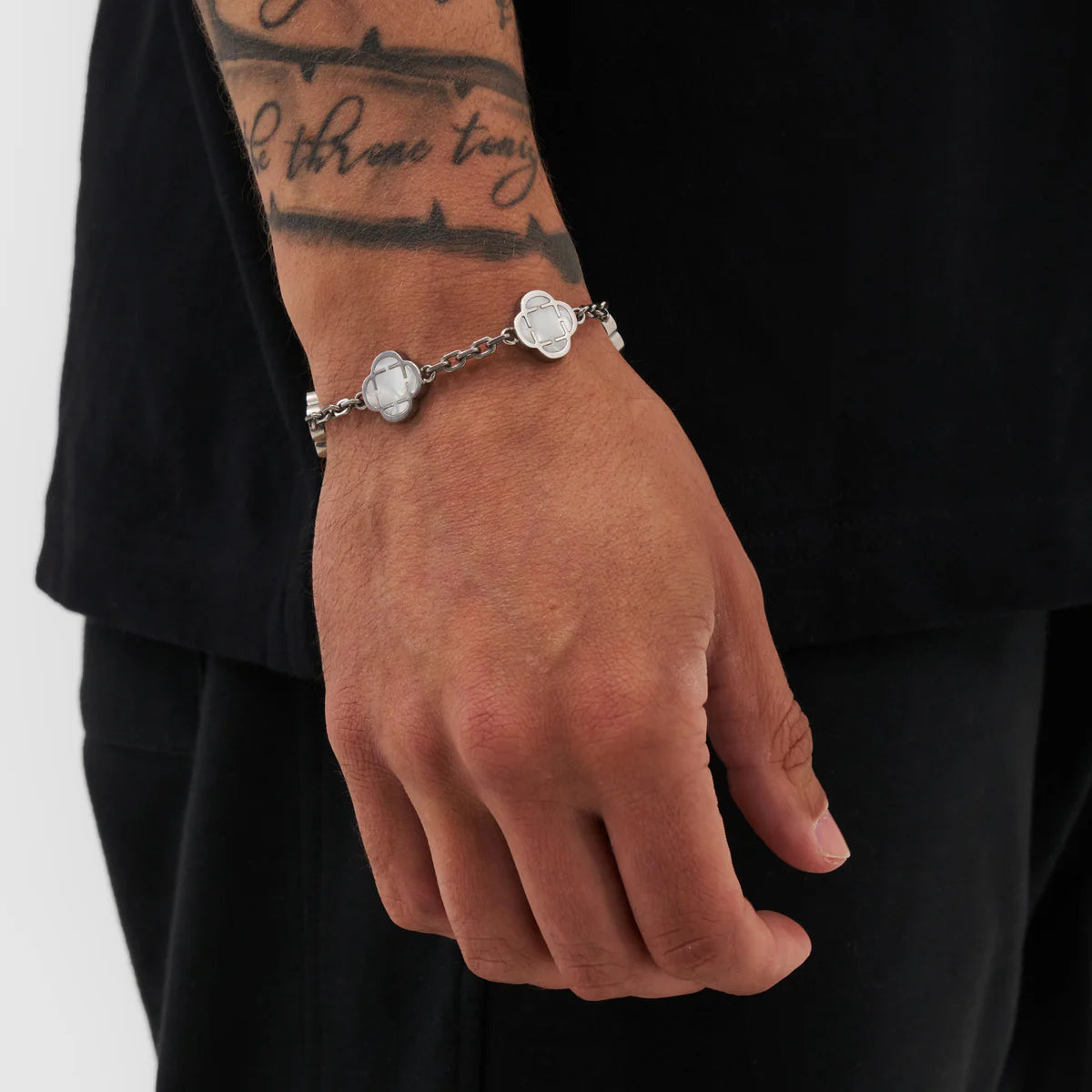 Astravita -  White Silver Signature Clover Bracelet - ASTRAVITA