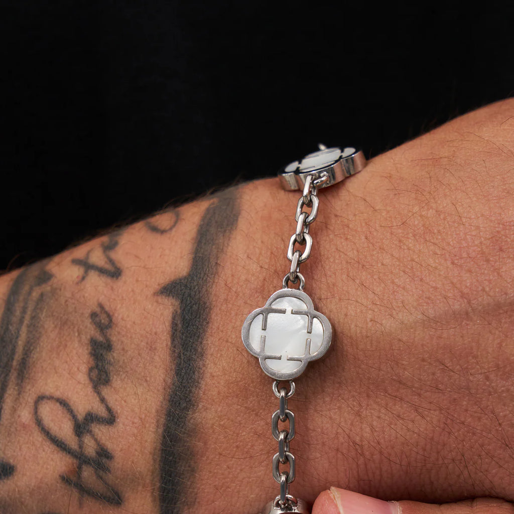 Astravita -  White Silver Signature Clover Bracelet - ASTRAVITA
