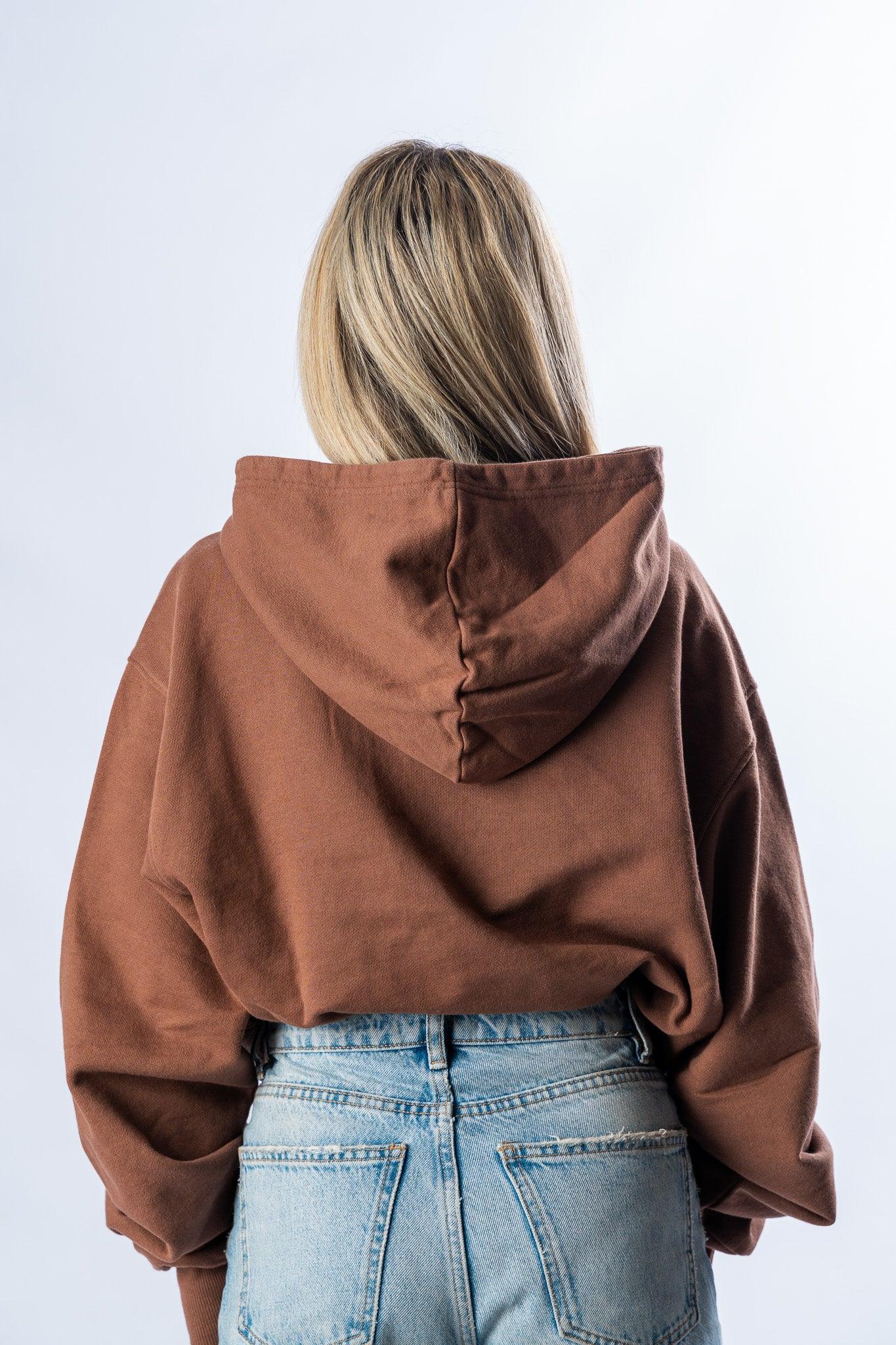 cropped brown signature hoodie - ASTRAVITA