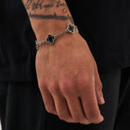 Astravita -  Black Silver Signature Clover Bracelet - ASTRAVITA