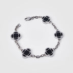 Astravita -  Black Silver Signature Clover Bracelet - ASTRAVITA
