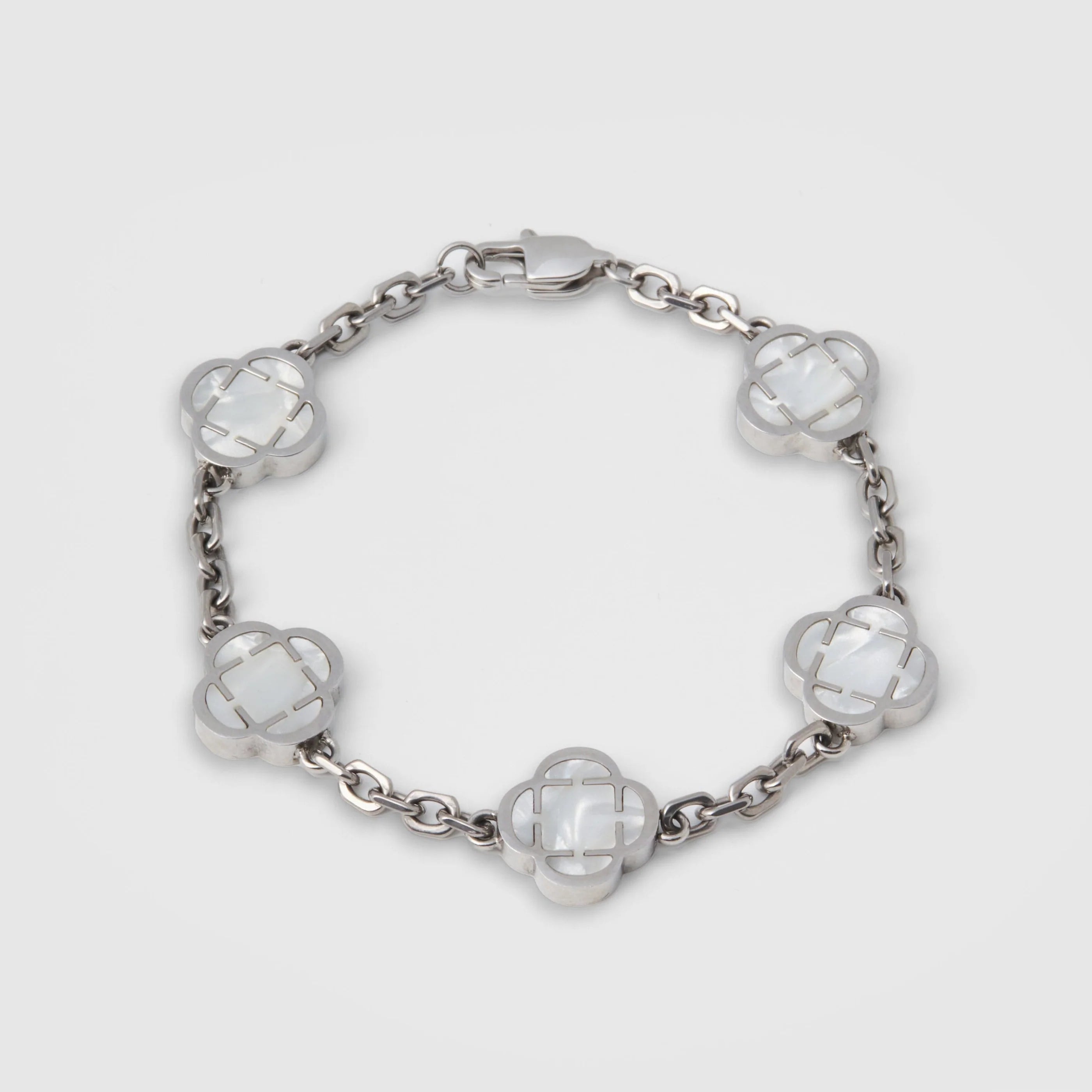 Astravita -  White Silver Signature Clover Bracelet - ASTRAVITA