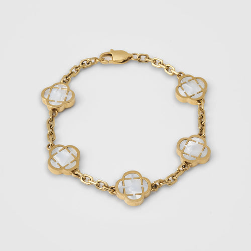 Astravita -  White Gold Signature Clover Bracelet - ASTRAVITA