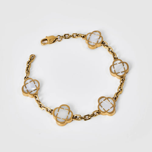 Astravita -  White Gold Signature Clover Bracelet - ASTRAVITA