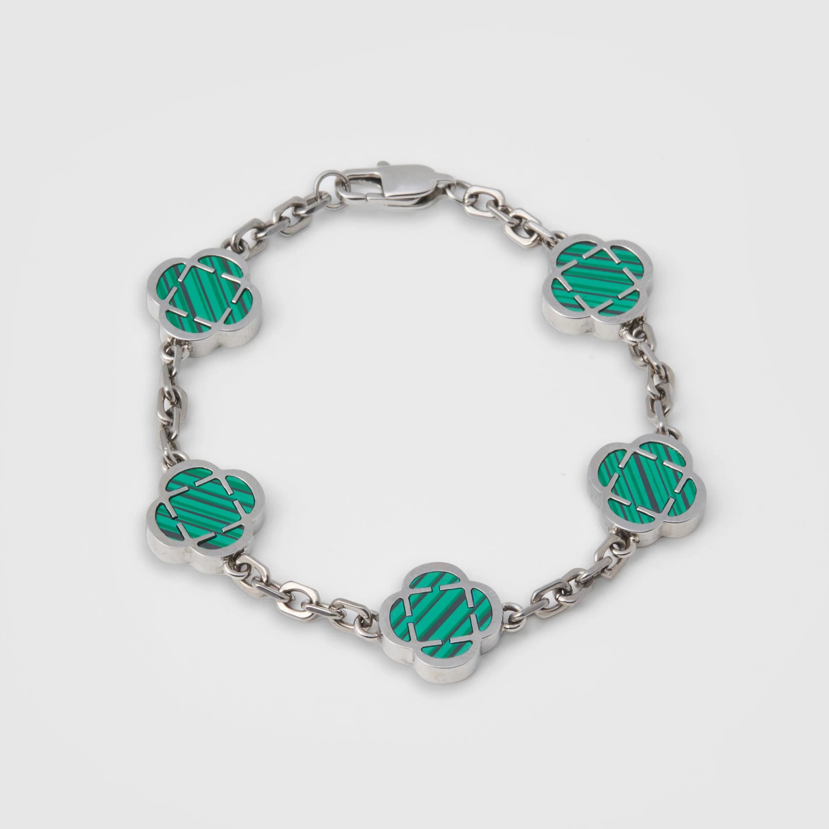 Astravita -  Green Silver Signature Clover Bracelet - ASTRAVITA