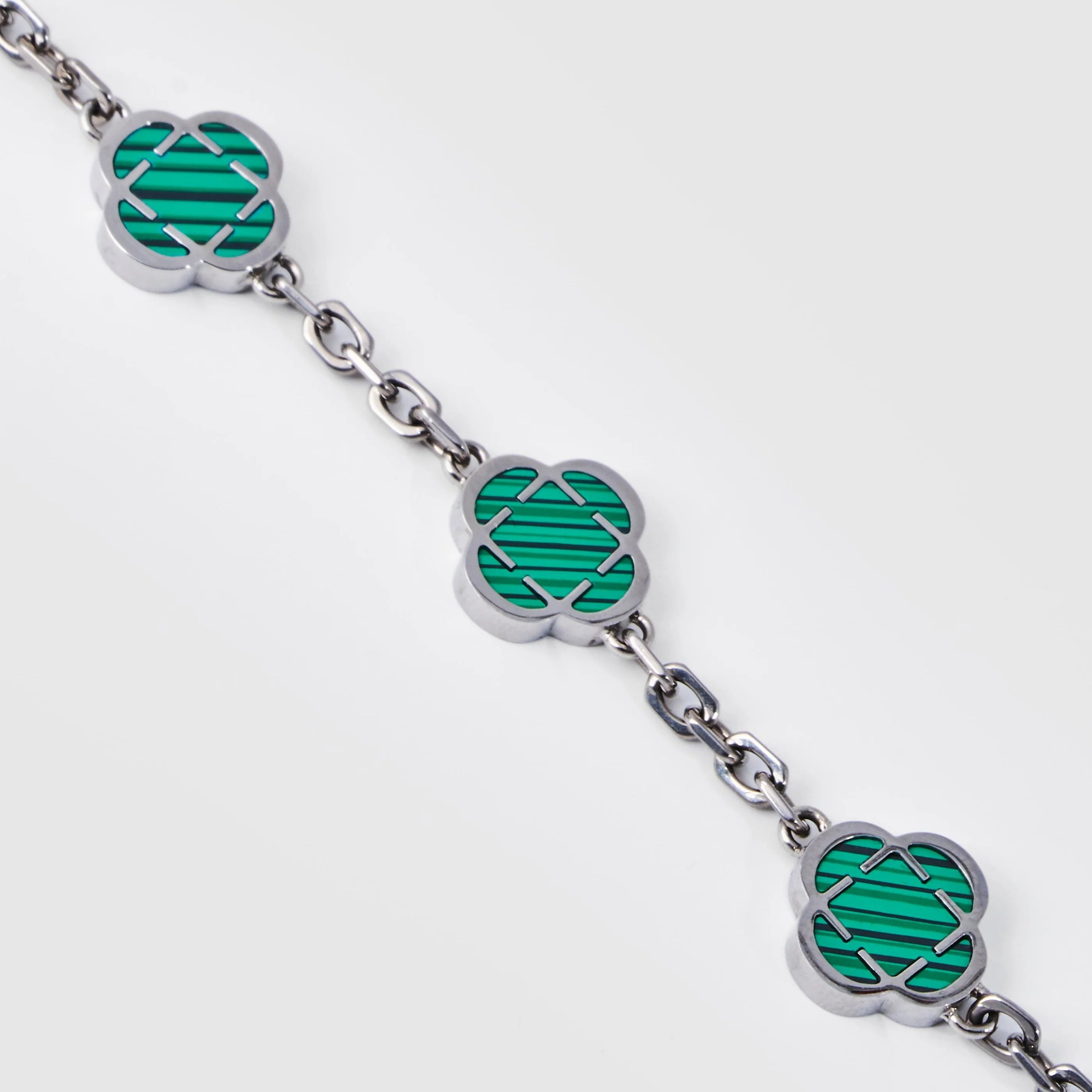 Astravita -  Green Silver Signature Clover Bracelet - ASTRAVITA
