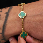 Astravita -  Green Gold Signature Clover Bracelet - ASTRAVITA