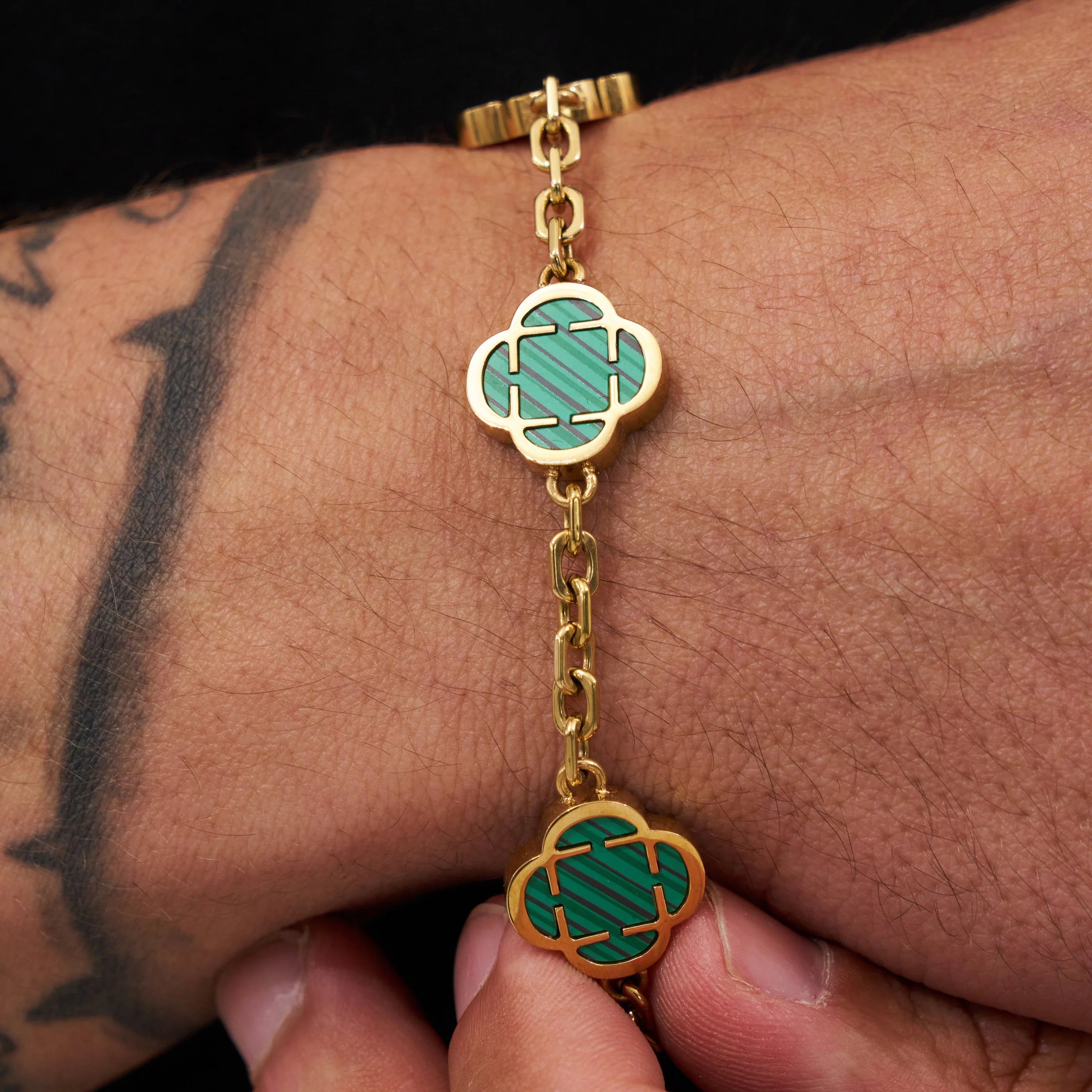 Astravita -  Green Gold Signature Clover Bracelet - ASTRAVITA