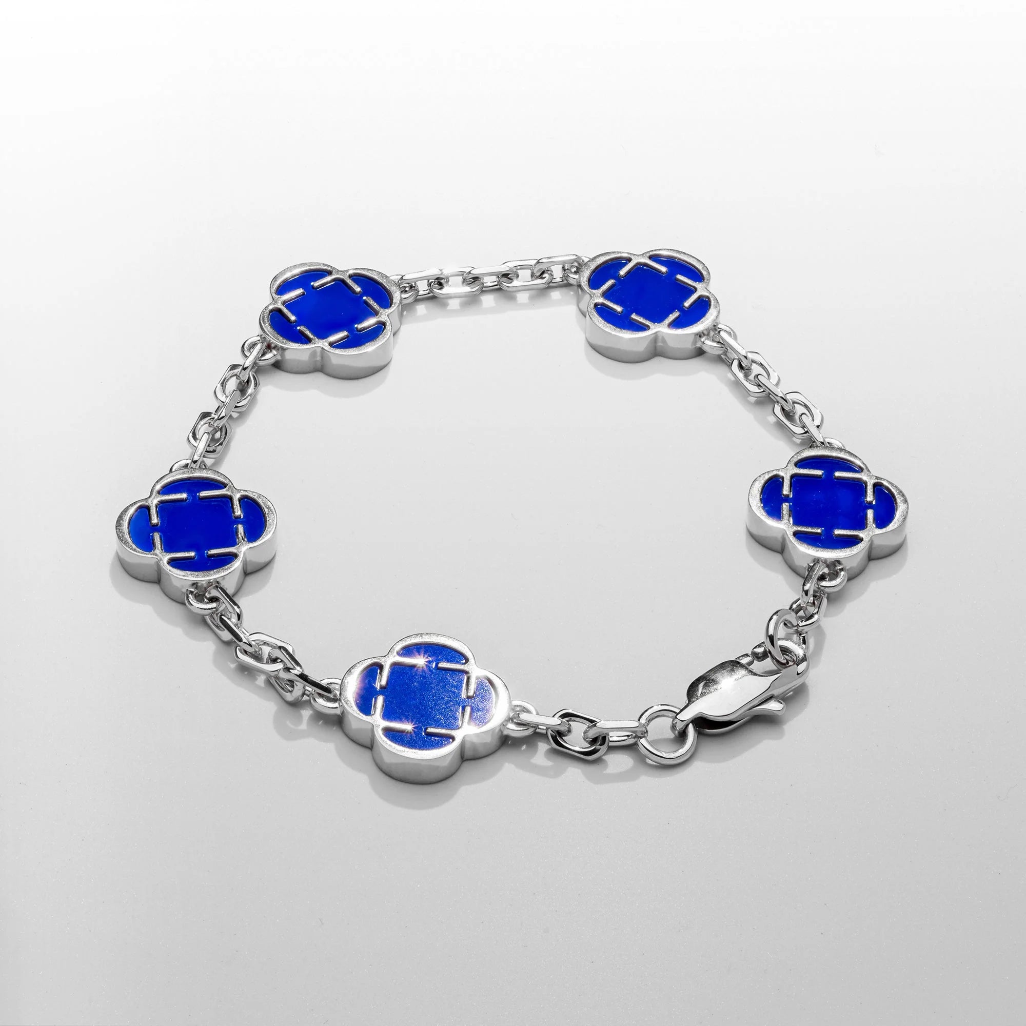 Astravita -  Blue Silver Signature Clover Bracelet - ASTRAVITA