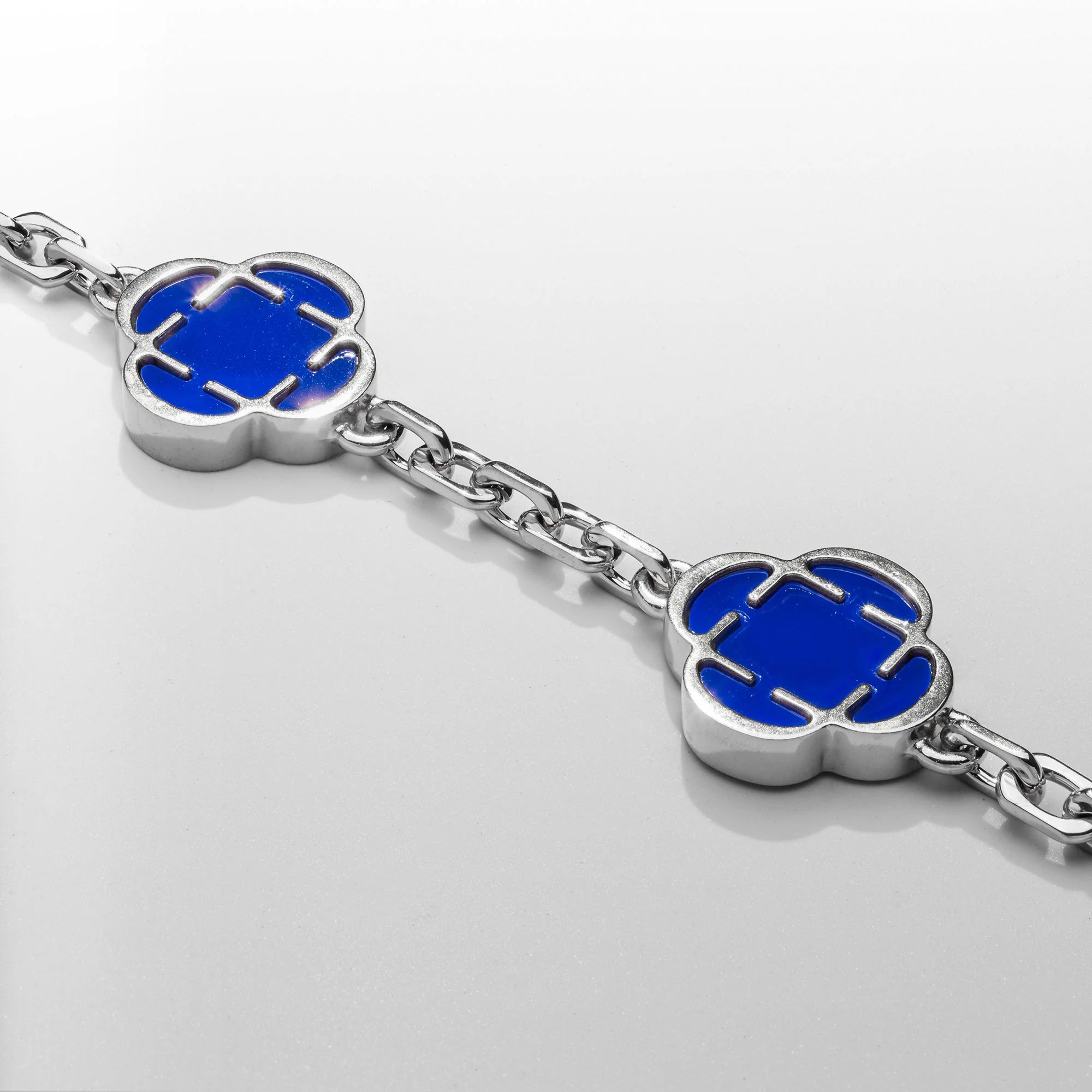 Astravita -  Blue Silver Signature Clover Bracelet - ASTRAVITA