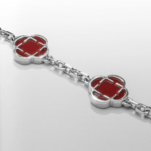 Astravita - Red Silver Signature Clover Bracelet - ASTRAVITA